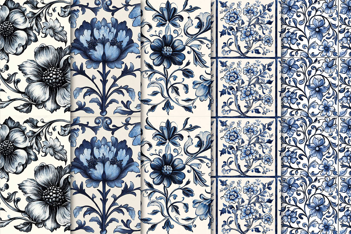 Seamless Italian Tiles Patterns, a Pattern Graphic by Maishop