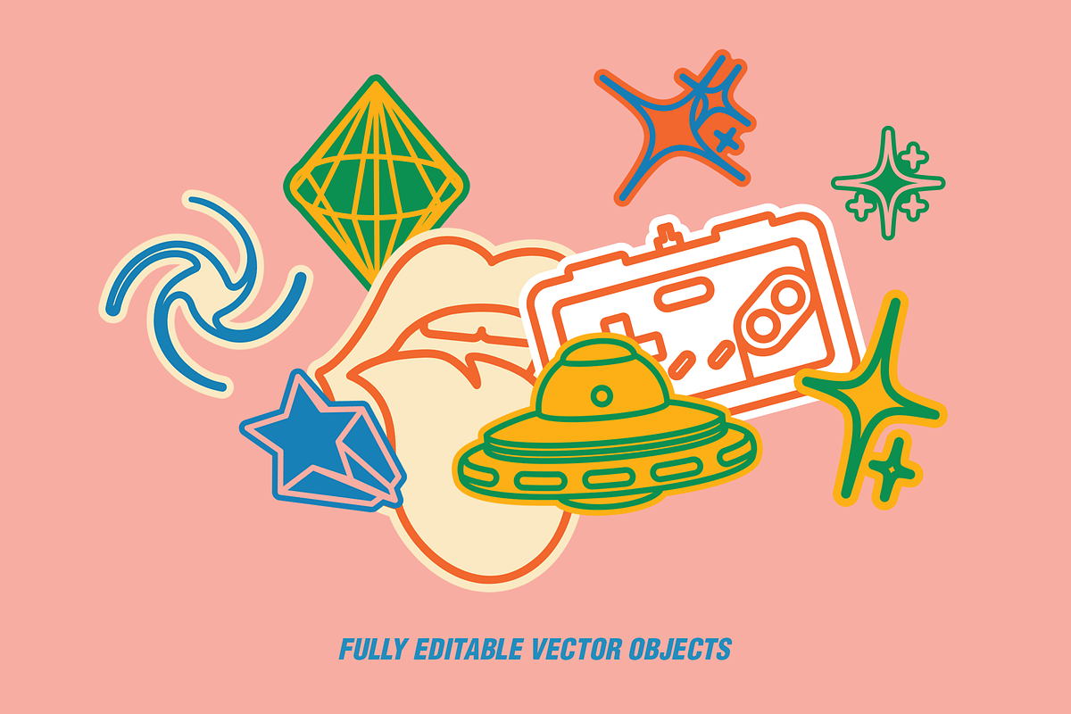 25 Y2K Stickers Retro Pack, an Object Graphic by Graphicdome