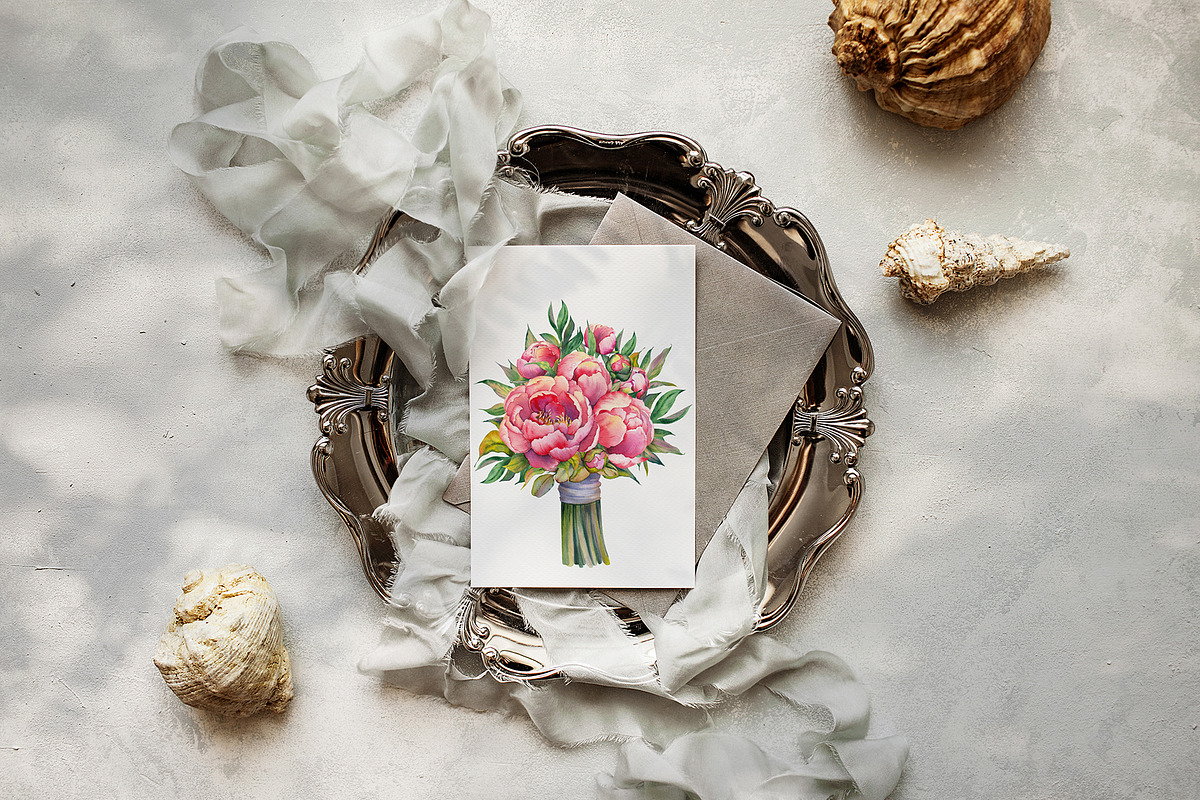 PEONY watercolor clip art & patterns, an Object Graphic by Jeanna Draw (Photo 14 of 15)