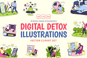 Digital Detox Concept Vector Set, an Object Graphic by 35lab (Thumbnail 1 of 6)