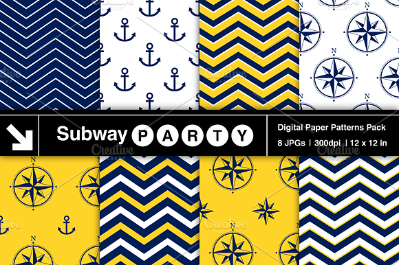 Nautical Navy & Yellow Papers v2 preview 2