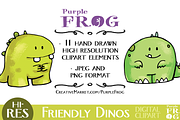 FRIENDLY DINOS - Digital Clipart, an Illustration by Purple Frog (Thumbnail 5 of 5)