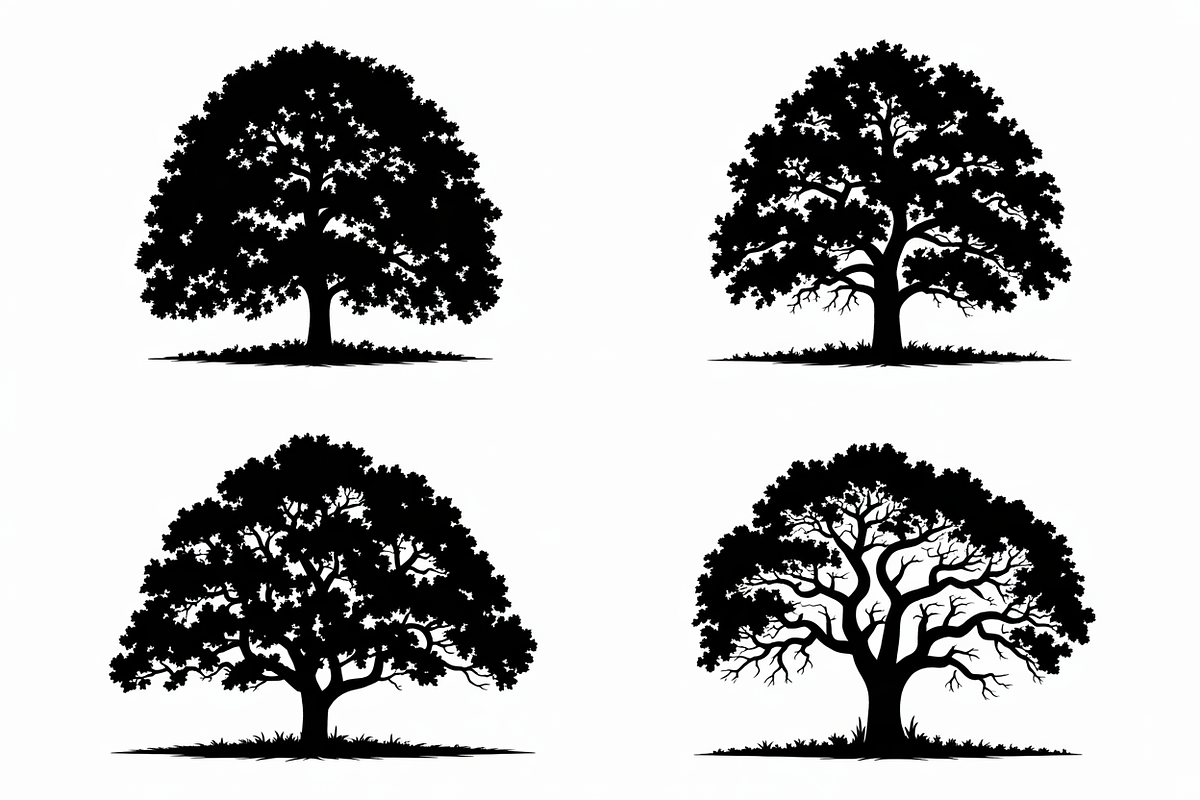 Four unique tree silhouettes, design, an Illustration by Amazin_art (Photo 7 of 11)