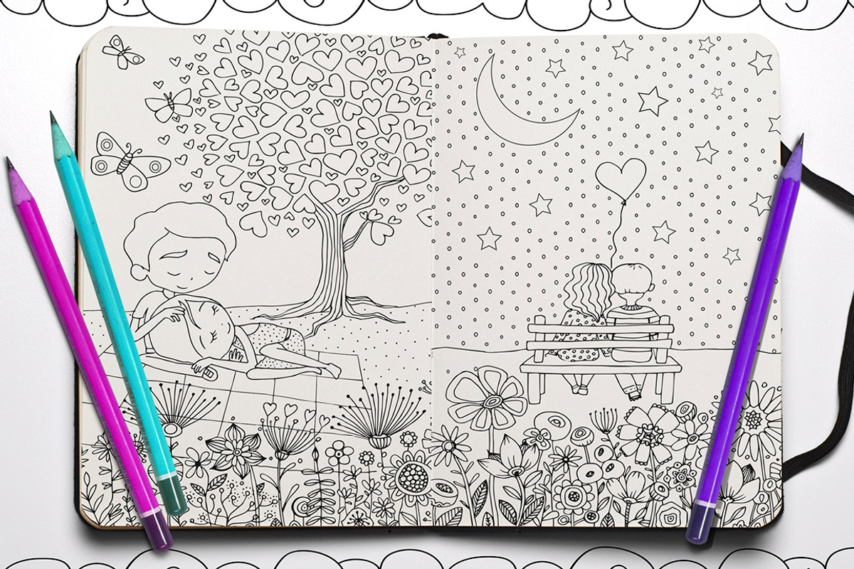 Love love love coloring book*, an Illustration by MiraBell (Photo 3 of 4)
