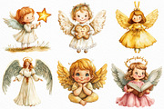 Watercolor Christmas Angel Clipart, an Illustration by Craft Nest (Thumbnail 2 of 6)
