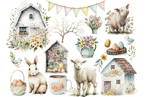 Easter Farmhouse Clipart Collection