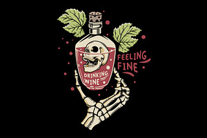 Skull head in wine bottle