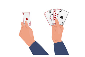 Mens hands holding playing cards, a Person Illustration by Vectorbuum