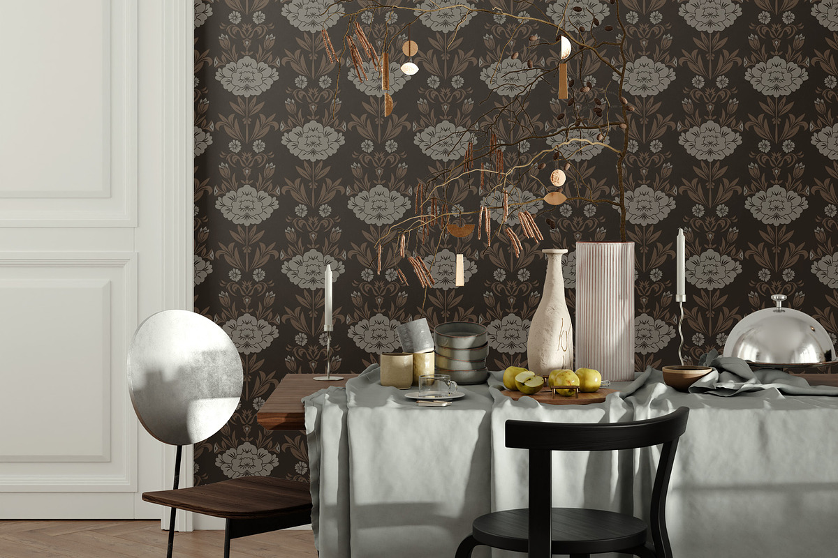 Floral Damask Patterns, a Wallpaper Graphic by Bloomart Studio (Photo 5 of 6)