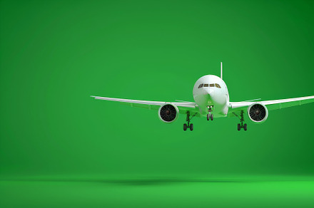 Realistic airplane is flying vector, a Background Photo by Pixeness