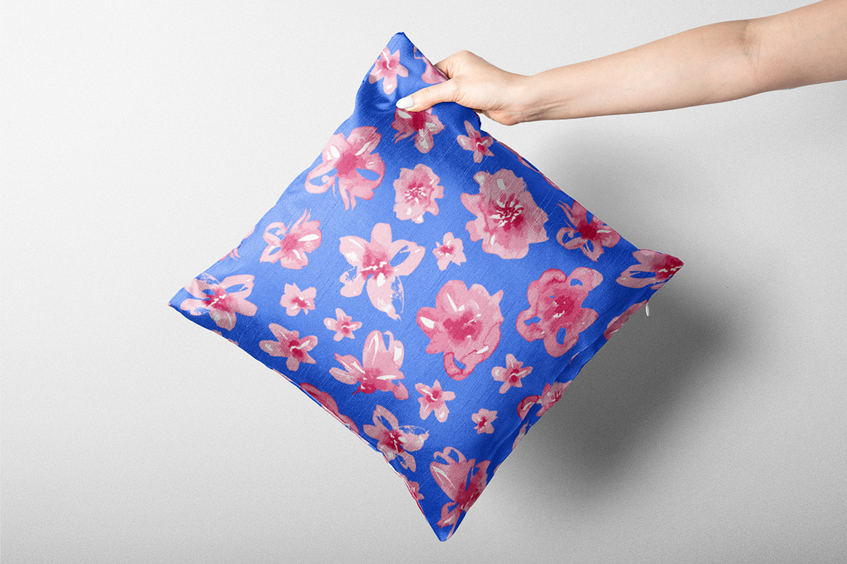 Pink Watercolor Flowers, a Pattern Graphic by MalyskaStudio (Photo 10 of 13)