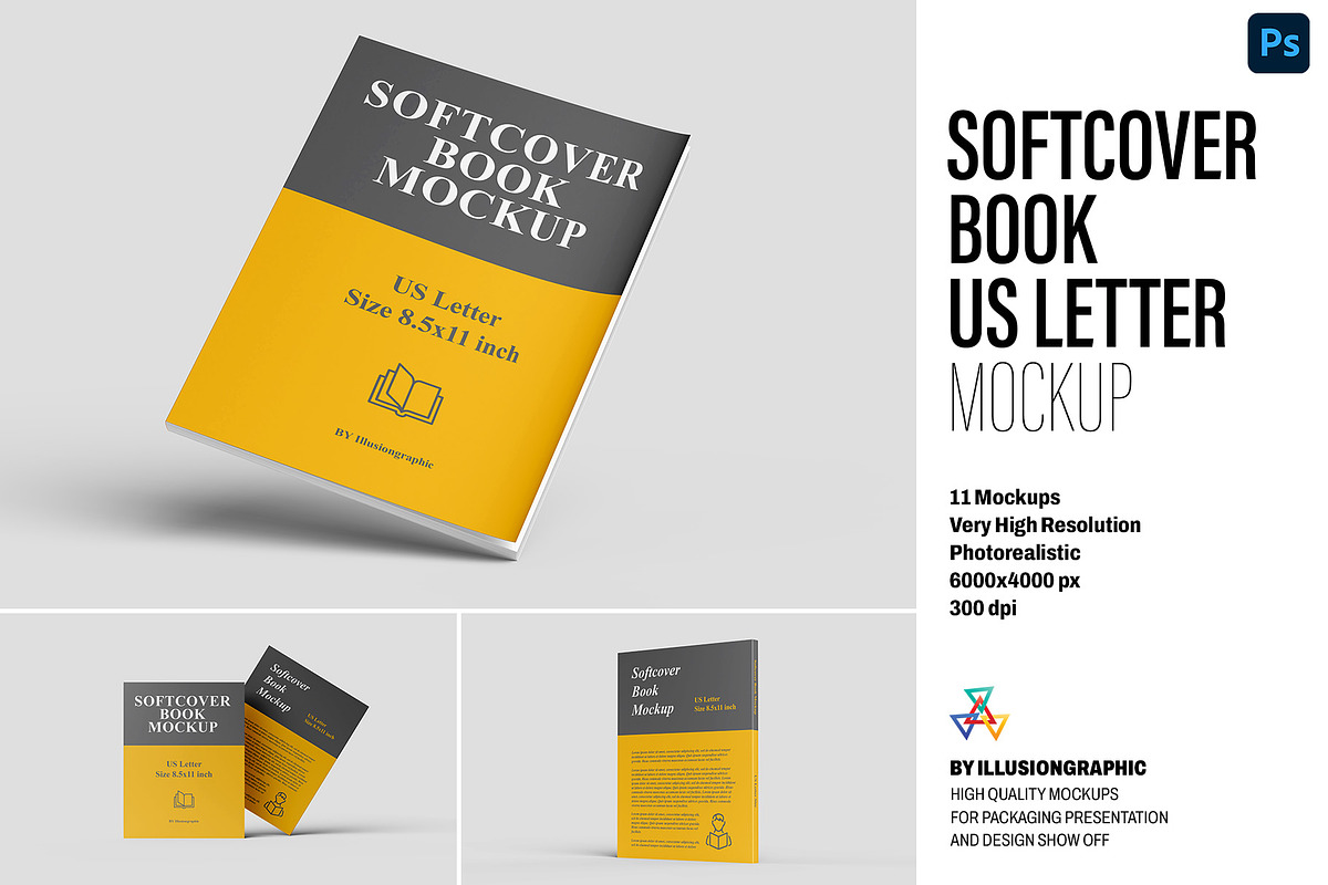 Softcover Book Mockup US letter, a Books & Magazine Mockup by Illusiongraphic (Photo 1 of 18)