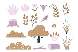 Forest elements. Autumn nature, an Illustration by LadadikArt