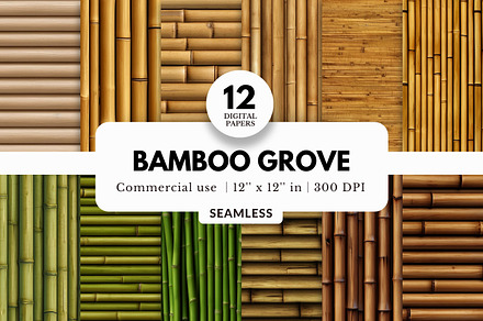 12 Bamboo Digital Papers, Seamless, a Texture Graphic by NorthWindPixels