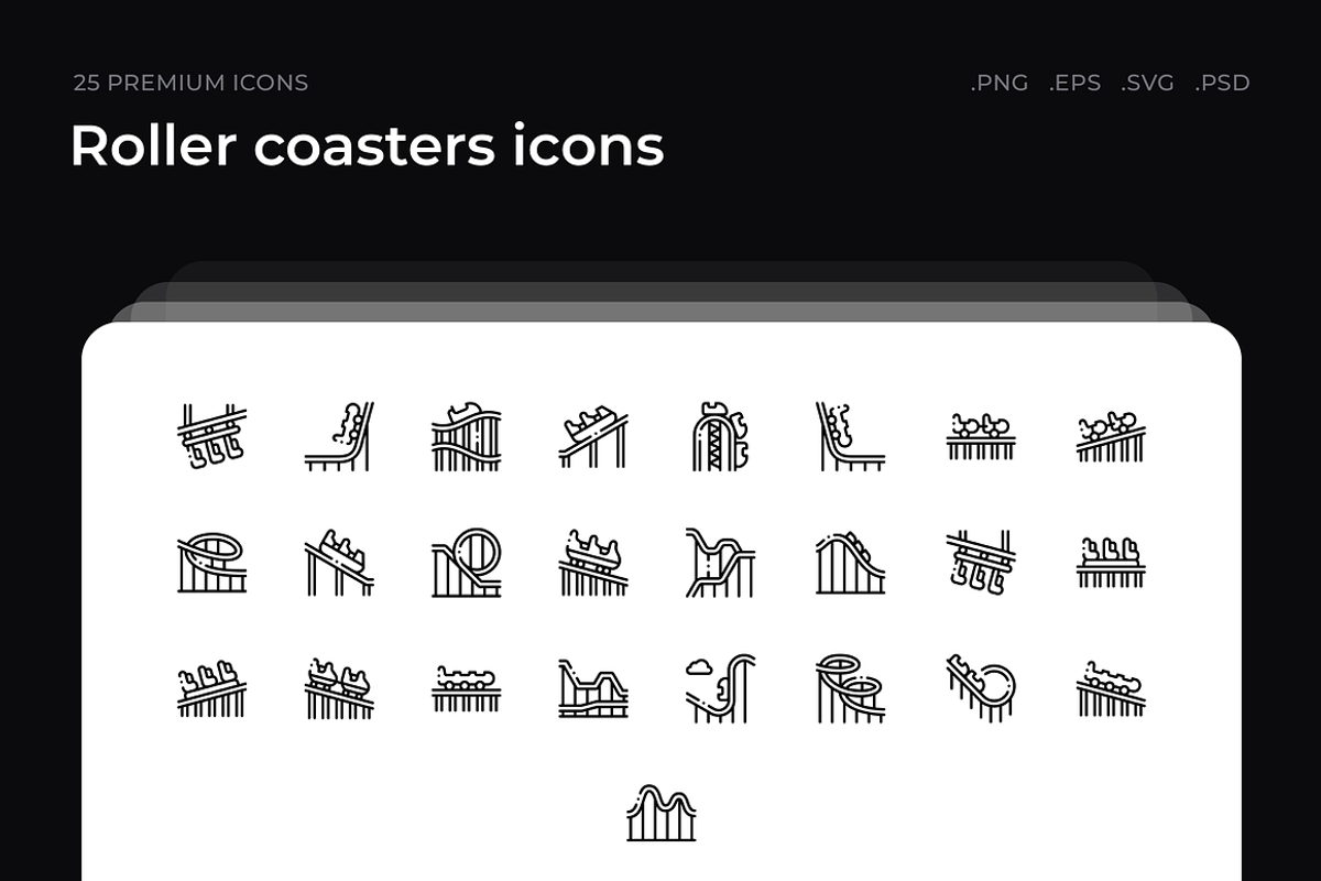 Roller coasters icons, an Outline Icon by Wencory