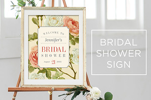 Vintage Roses Bridal Shower Sign
