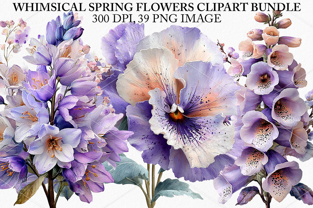 Whimsical Spring Flowers Clipart PNG, an Illustration by Canvas Craft (Photo 1 of 7)