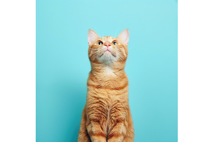 Excited ginger cat portrait against, an Animal Photo by Lermont51