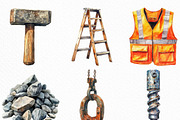 Watercolor Construction Clipart, an Illustration by Craft Nest (Thumbnail 3 of 6)