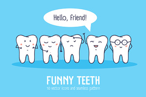 Funny teeth set, seamless pattern, a Healthcare Illustration by Good Studio