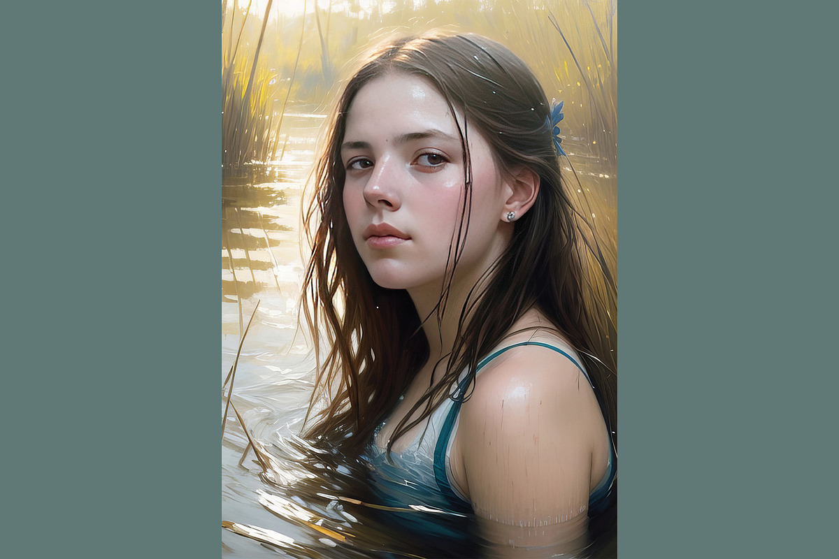 Serene Lake Maiden Portraits, a Person Illustration by StockVerse Creative (Photo 4 of 4)
