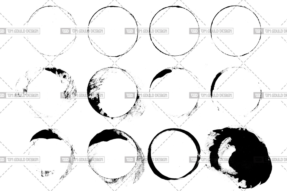 38 Grunge Ink Rings, a Texture Graphic by Tim Gould Design