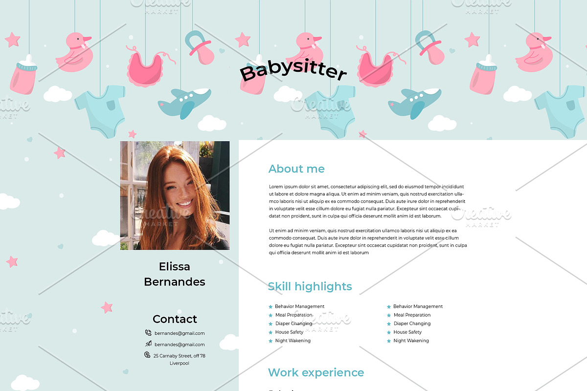Nanny & Babysitter Resume Template, a Resume Template by Halfcircle (Photo 3 of 4)