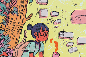 A teen girl sitting in the yard, a Person Illustration by Sybillla