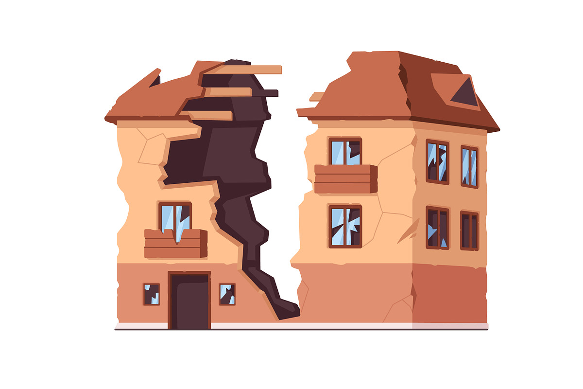Broken ruined house buildings set, an Object Illustration by Good Studio (Photo 4 of 14)