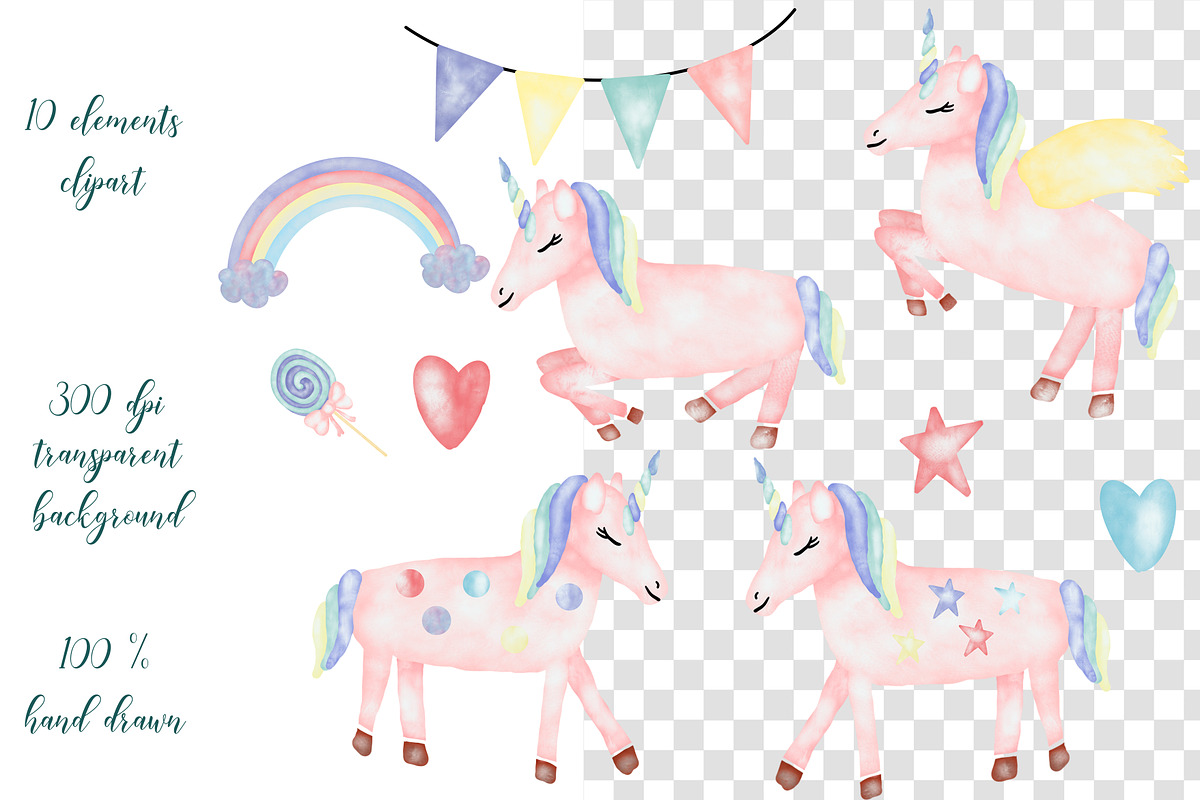 Watercolor Unicorn Seamless Patterns, a Pattern Graphic by Oksana Dovhopol Art (Photo 7 of 15)
