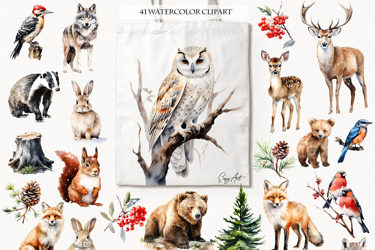Winterfall watercolor collection, an Object Graphic by EasyArt (Photo 4 of 10)