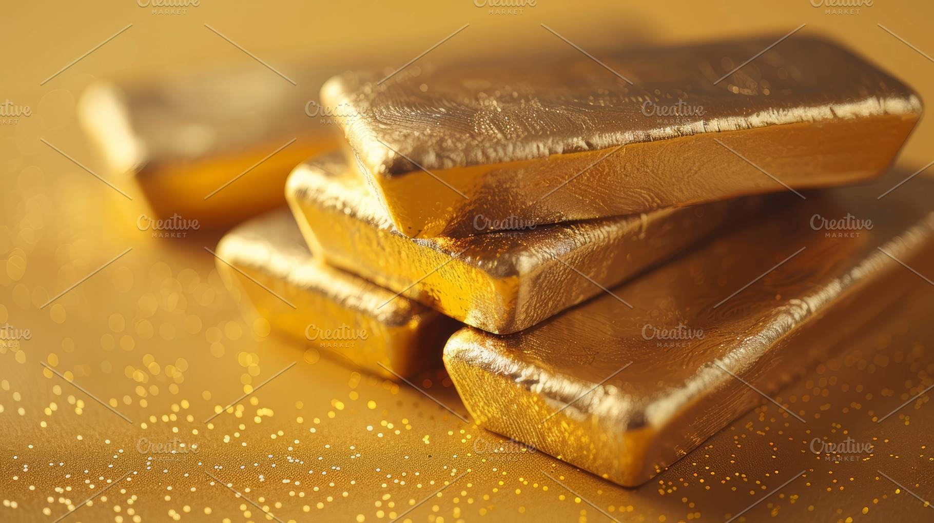 Shiny Gold Bars Stacked On Yellow Background Reflecting Wealth, a Photo by AS photostudio