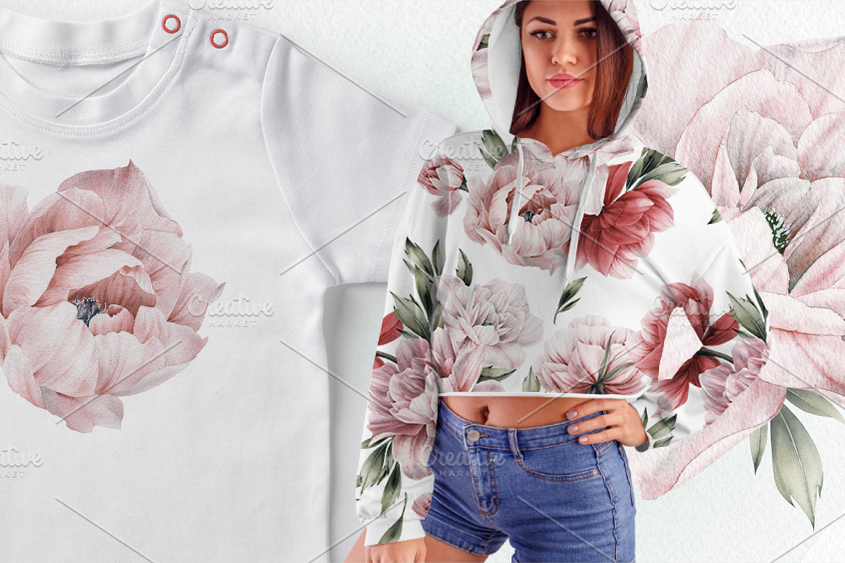 Watercolor Peony Collection, a Decorative Illustration by ollalya (Photo 9 of 9)