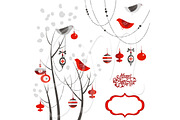 Christmas Clip Art, birds, tree, a Decorative Illustration by GraphicMarket (Thumbnail 2 of 4)