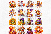 Autumn Cute animals Clipart Set, a Seasonal Illustration by ThatsDesignArt (Thumbnail 7 of 10)