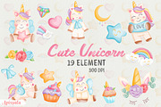 Cute Unicorn Watercolor Bundle, a Person Illustration by Apixsala (Thumbnail 1 of 5)