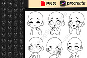 50Chibi Emote Bases Stamps Procreate, a Brush Add-On by DrawingStoryShop (Thumbnail 2 of 6)