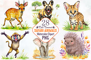 Cute Summer Safari Animals Clipart, an Illustration by RobertsArt (Thumbnail 1 of 7)