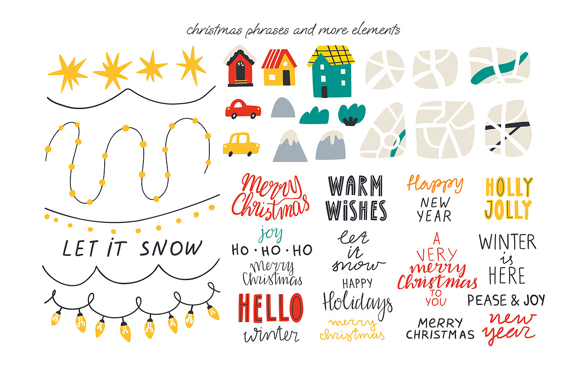 HELLO CHRISTMAS: clipart & lettering, an Illustration by Elliko shop (Photo 3 of 11)