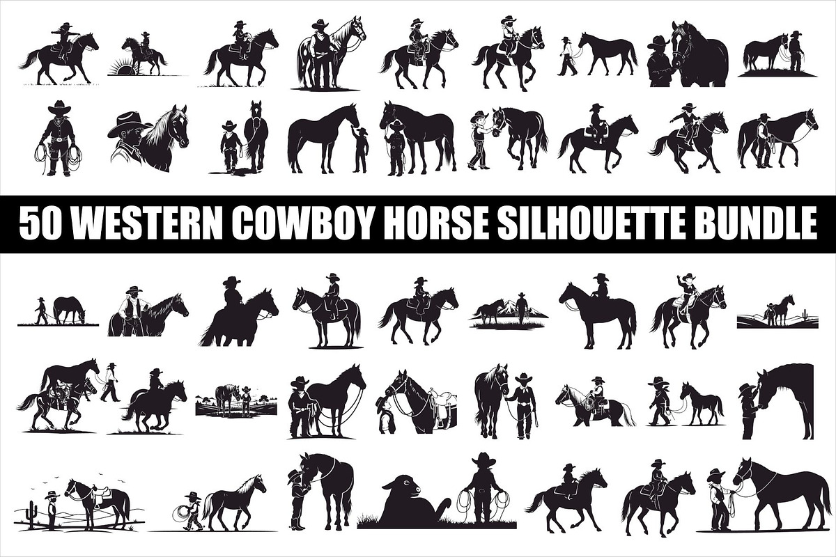 Western Cowboy Horse Silhouette Bund, an Illustration by Designs_River (Photo 1 of 51)