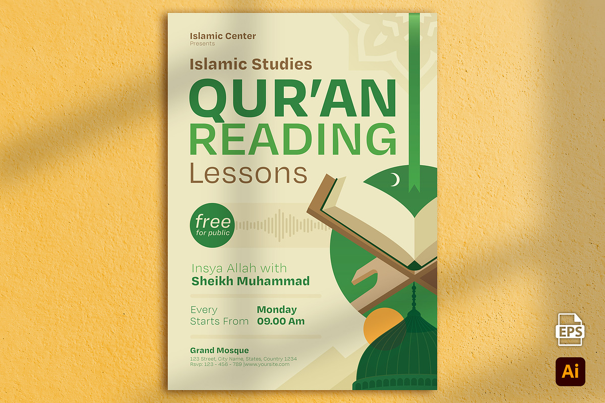 Quran Reading Lessons Flyer, a Flyer Template by Aarley Kaiven (Photo 2 of 2)