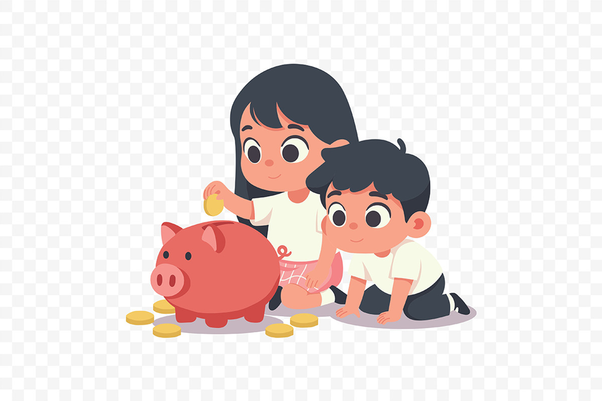 Children Saving Money Piggy Bank, a Person Illustration by Partikusi Design (Photo 2 of 3)