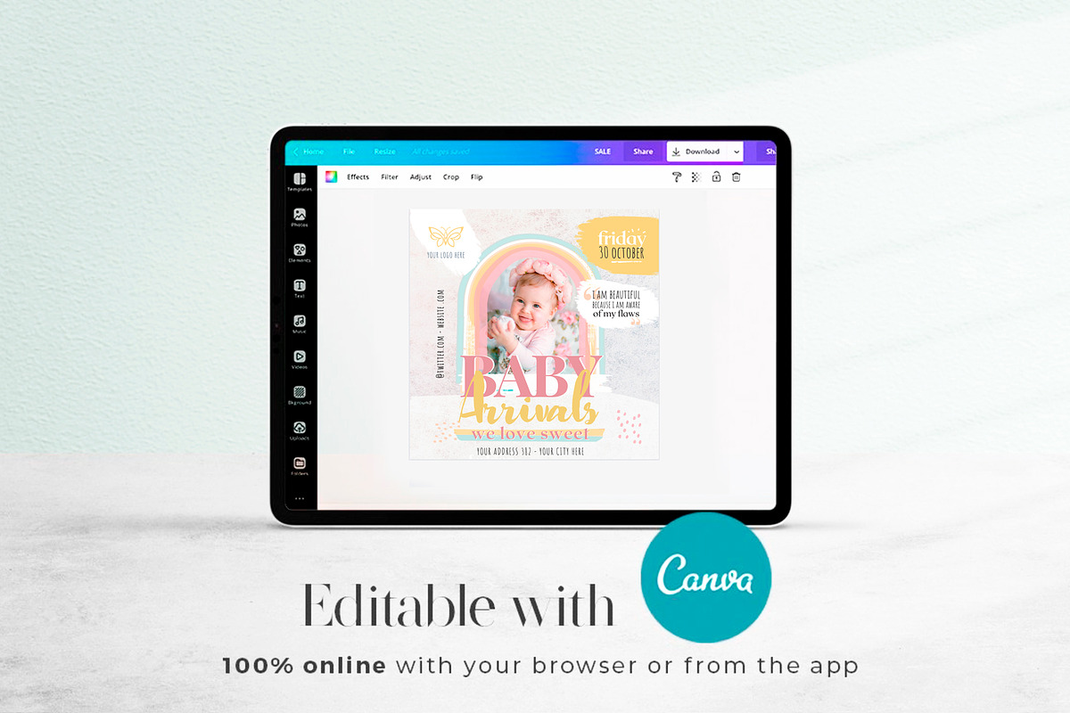 Baby Arrivals Social Media Pack, a Social Media Template by Touringxx Creative Studio (Photo 5 of 5)