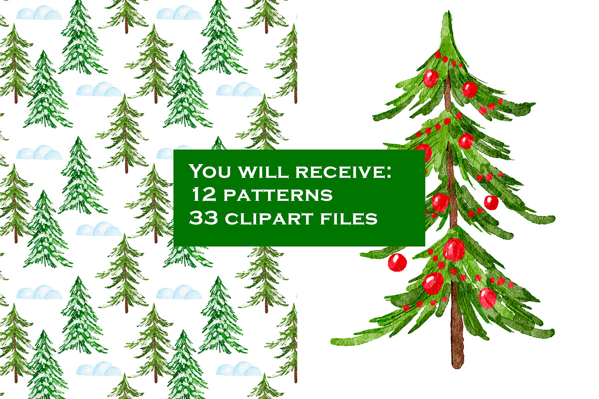 Christmas Tree Clipart & Patterns, a Pattern Graphic by Lagmar Design (Photo 2 of 13)