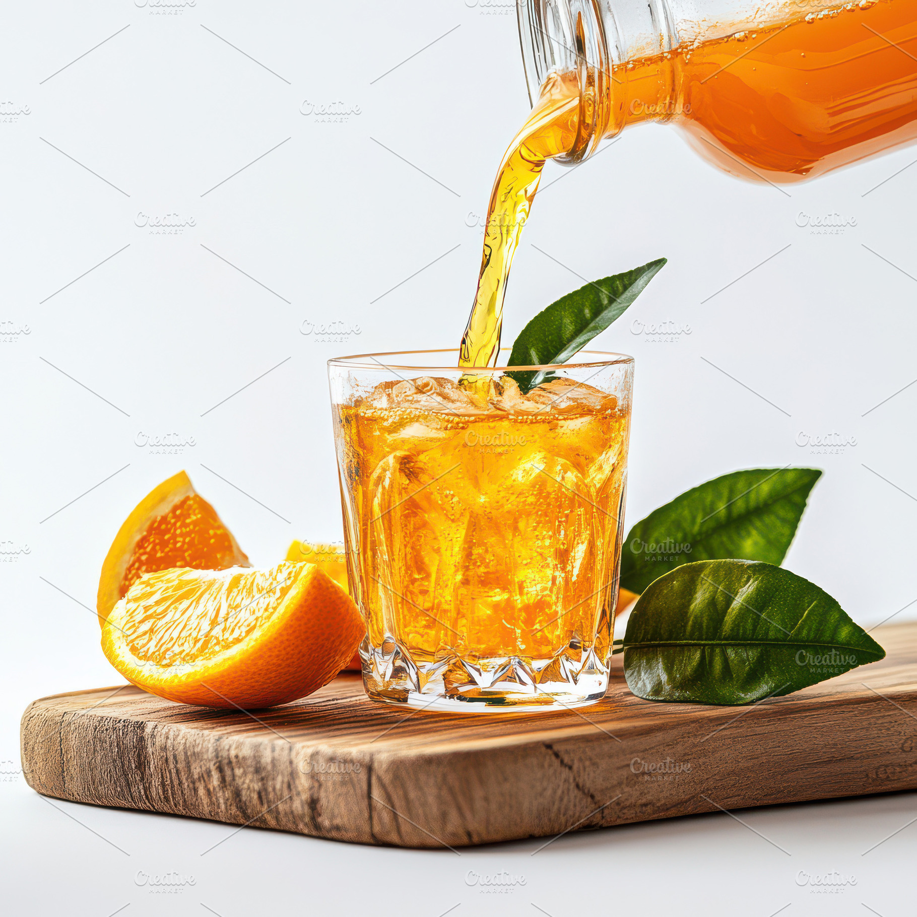 Orange Juice Pouring into Glass with, a Food & Drink Photo by Pixeness Studio