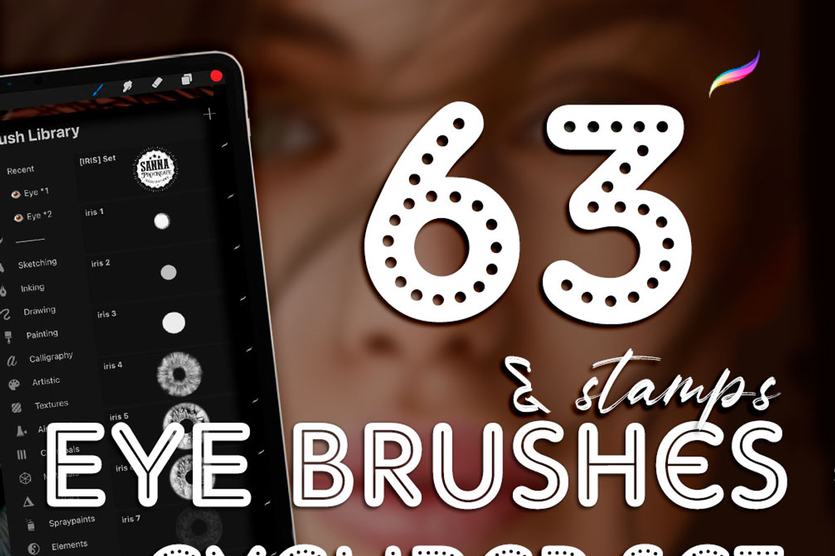 eye stamps procreate eye brushes, a Brush Add-On by SannaIllustrations (Photo 7 of 10)
