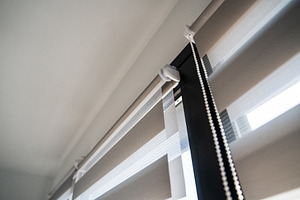 Detail of zebra roller blinds