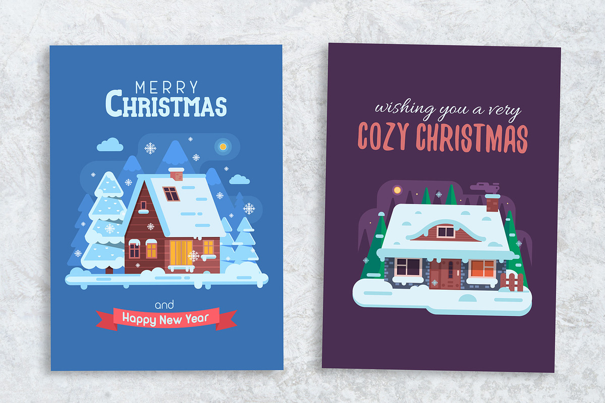 Cozy Winter House Christmas Cards, an Illustration by Alex Krugli (Photo 6 of 8)