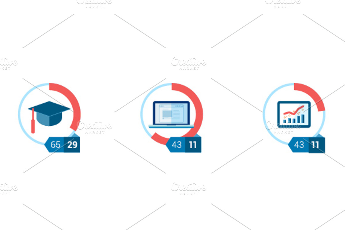 Flat icon infographic template set preview 4