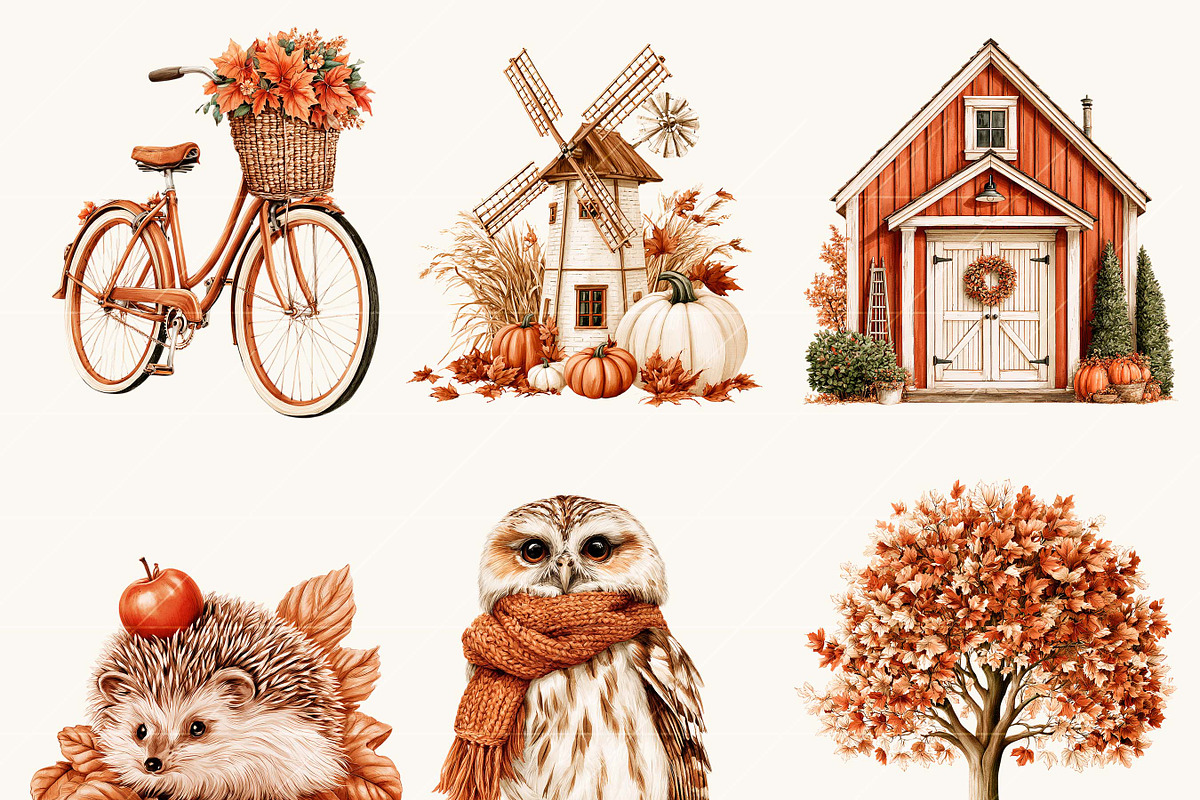 New England Leaf Peeping Clipart, an Object Illustration by BusyDaydesign (Photo 2 of 9)